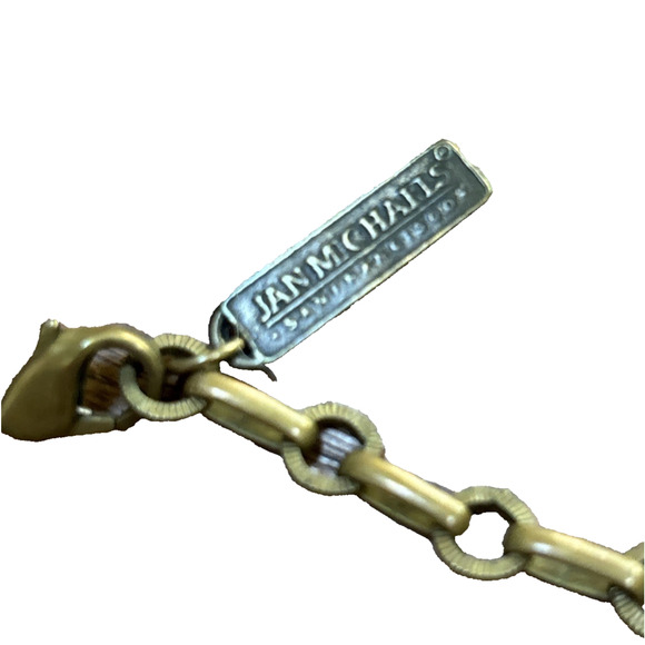 Jan Michael Signed Choker Rope Mesh Pendant Necklace Bronze & Silver Tubular - Picture 3 of 6